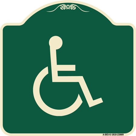 Signmission Large Handicapped Symbol Heavy-Gauge Aluminum Architectural Sign, 18" x 18", G-1818-23889 A-DES-G-1818-23889